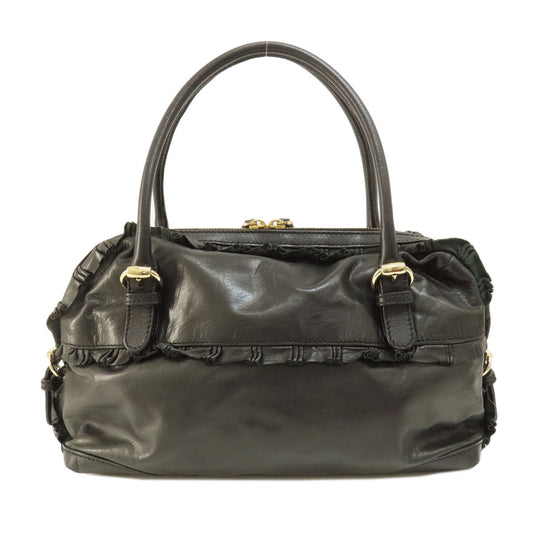 GUCCI Handbag 189848 leather black Frill Women Used