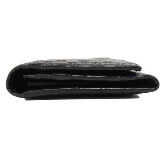GUCCI Long Wallet Purse 449396 leather black Outlet GG Signature Micro Shima mens Used