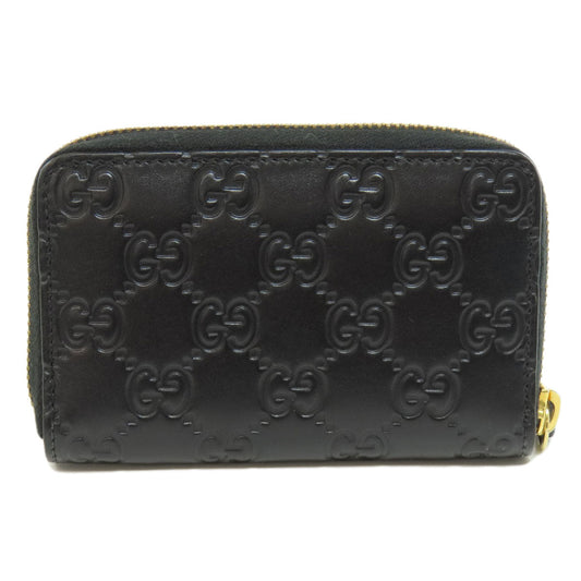 GUCCI Card Case 447939 leather black GG Shima Women Used
