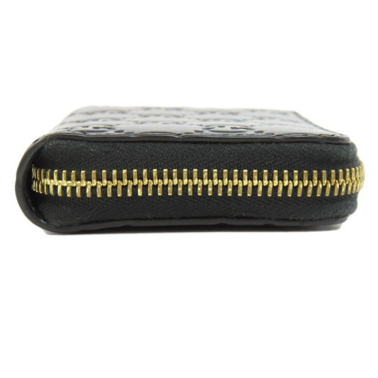 GUCCI Card Case 447939 leather black GG Shima Women Used