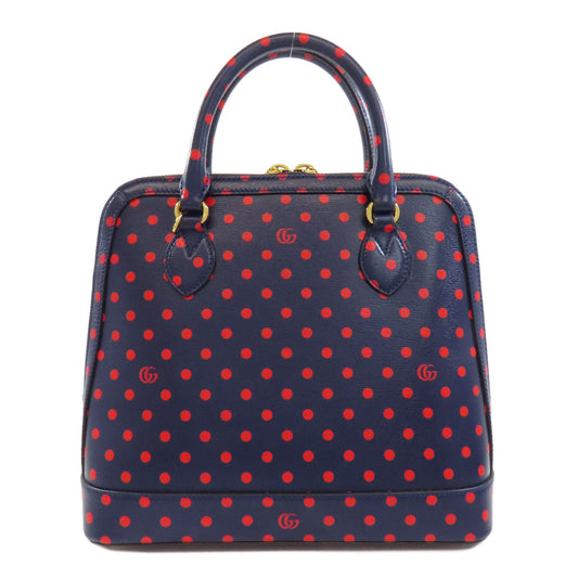 GUCCI Handbag 620850 leather Navy Horsebit Dot Pattern 2WAY Women Used
