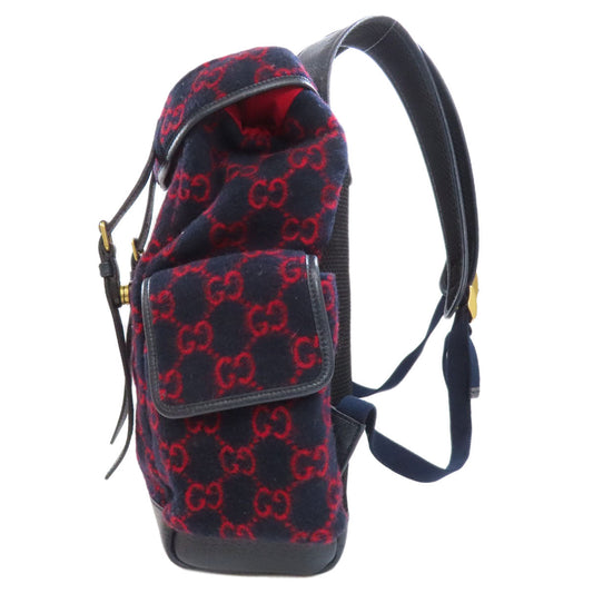 GUCCI Backpack 598184 wool Navy GG wool Women Used