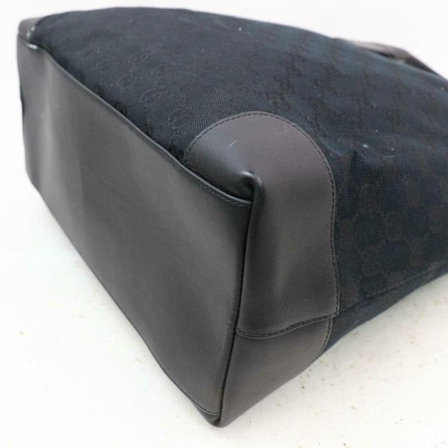 Gucci Gg Web And Shoppers Black Large G Logo Print Leathercanvas Tote