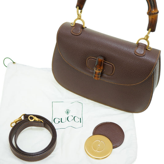 GUCCI Handbag leather Brown Bamboo Women Used