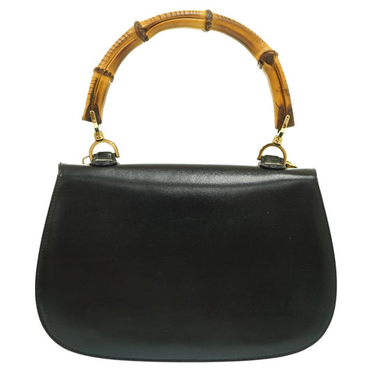 GUCCI Handbag leather black Bamboo Women Used