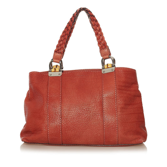 Gucci Bamboo Bar Tote Bag Red