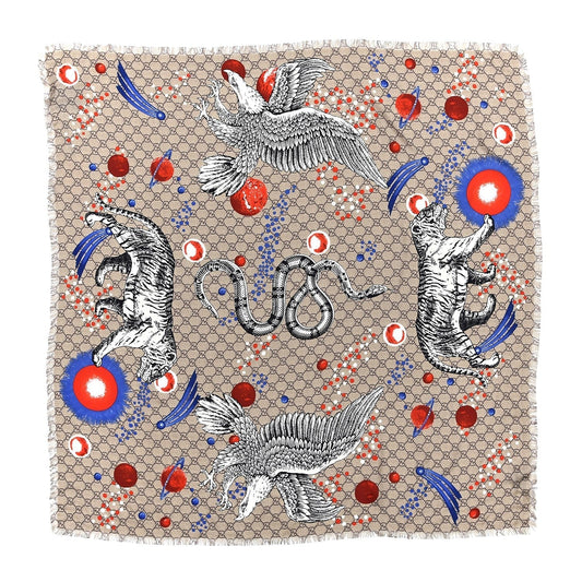 Gucci GG Space Animal Print Scarf in Beige