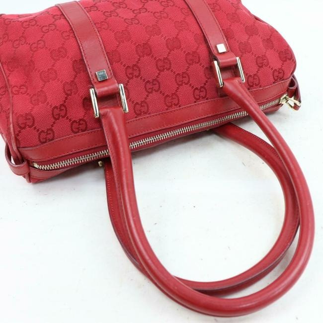 Gucci Boston Red Guccissima Printchrome Leather Satchel