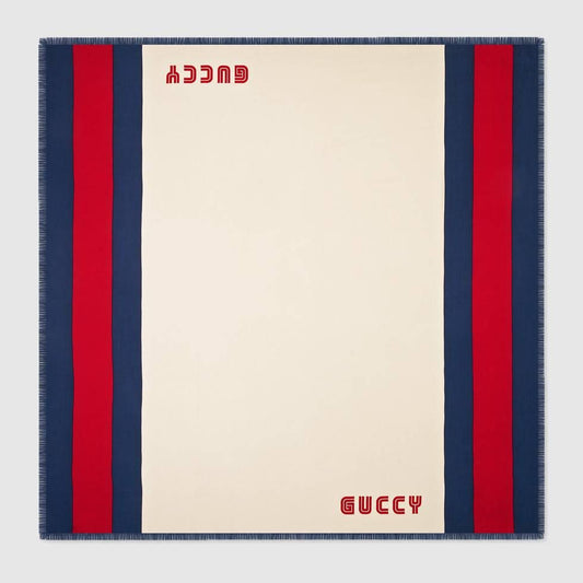 Gucci Guccy Striped Scarf in White
