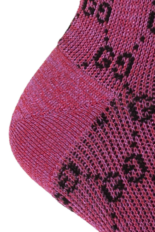 Gucci Ankle Socks in Fuschia Lamé Interlocking GG Black