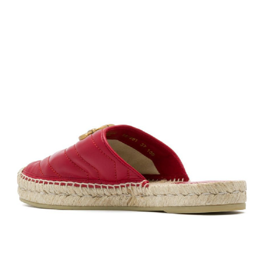 Gucci Leather Espadrille Sandal in Hibiscus Red