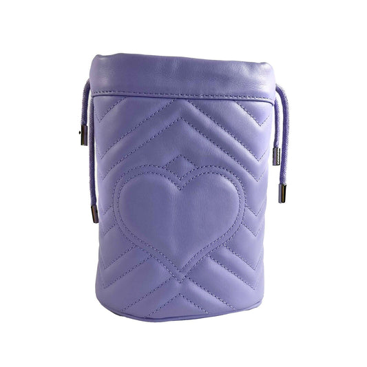 GUCCI GG Marmont Bucket Crossbody Bag Matelasse Mini Purple