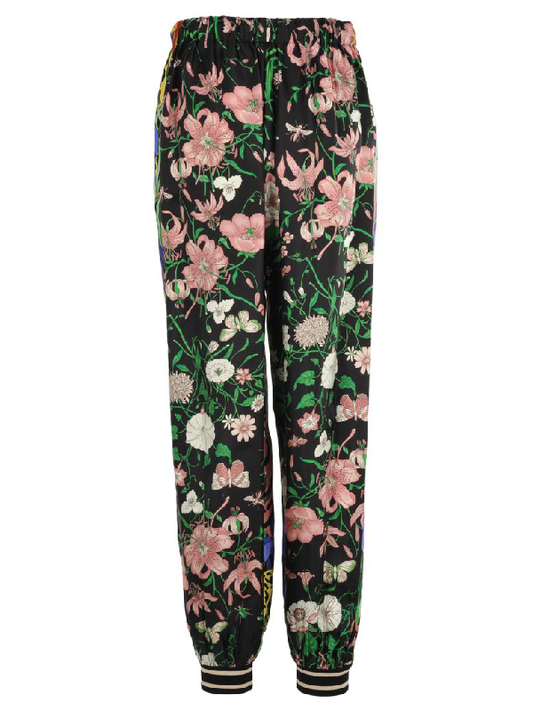 Gucci Garden Silk Bi-material Harem Trousers in Green