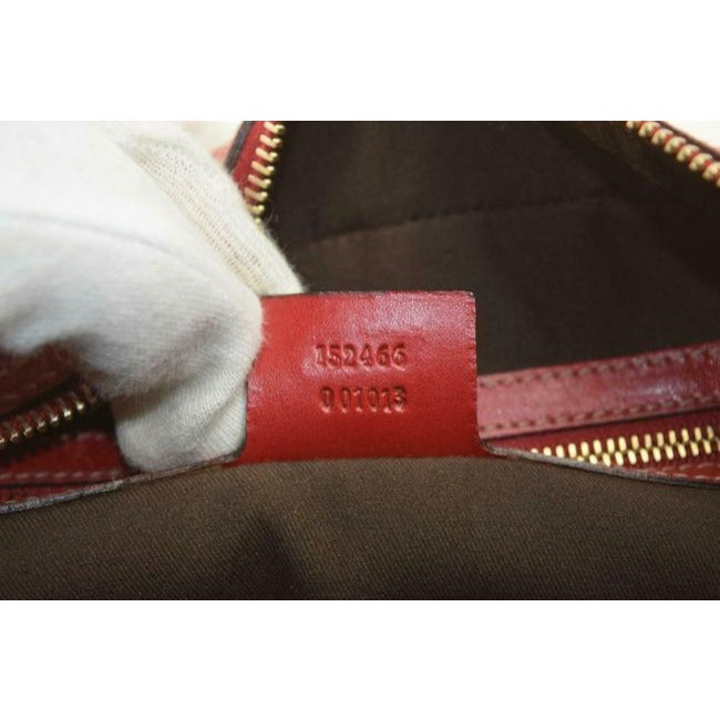 Gucci Joy Boston Bag Padlock Limited Edition Red Large G Logo Embossed Leather With Red Enamel