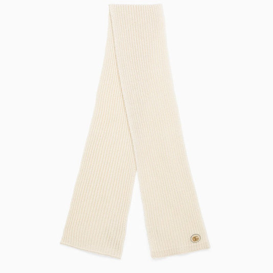 Gucci Ivory Cashmere Scarf With Logo Women
