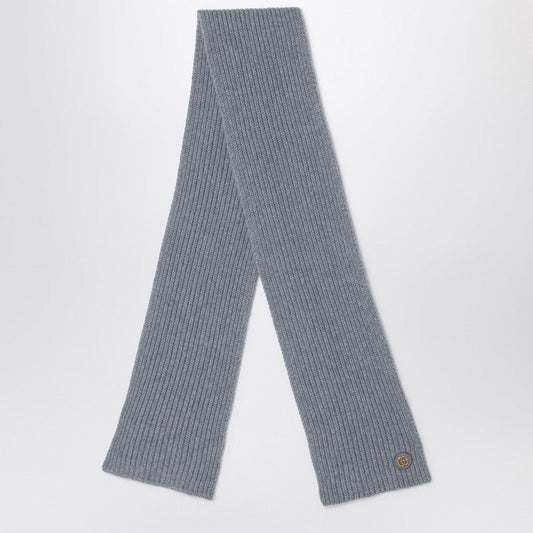 Gucci Grey Cashmere Scarf With Logo Women