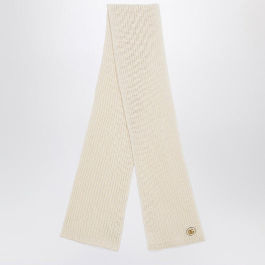 Gucci Ivory Cashmere Scarf With Logo Women
