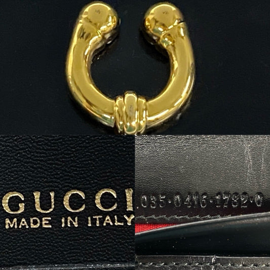 GUCCI Long Wallet Purse leather black