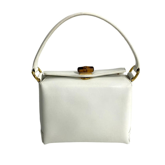 GUCCI Handbag leather white Bamboo