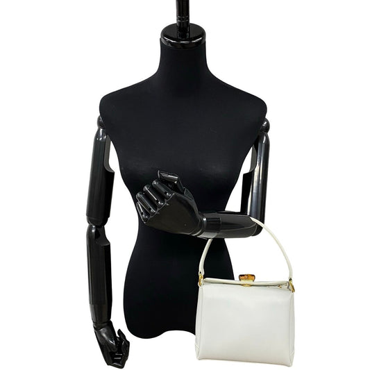 GUCCI Handbag leather white Bamboo