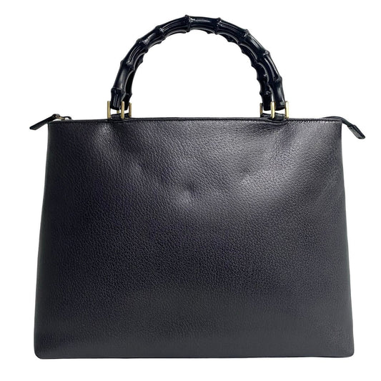 GUCCI Handbag leather Navy Bamboo