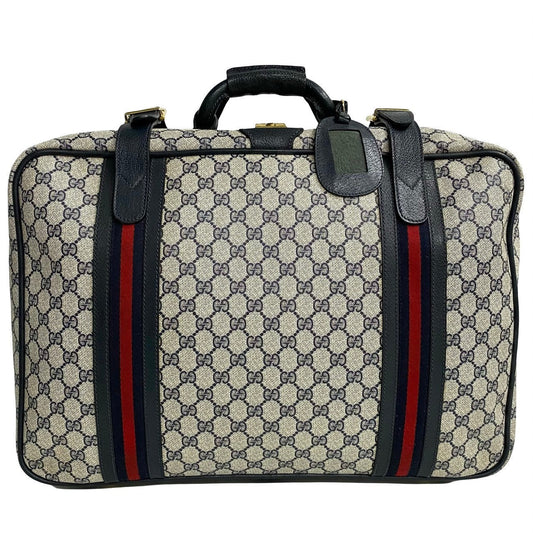 GUCCI Boston Duffel bag leather Navy Sherry line