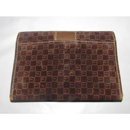 Gucci Brown Square G Logo Print Canvas Andor Leather Wallet