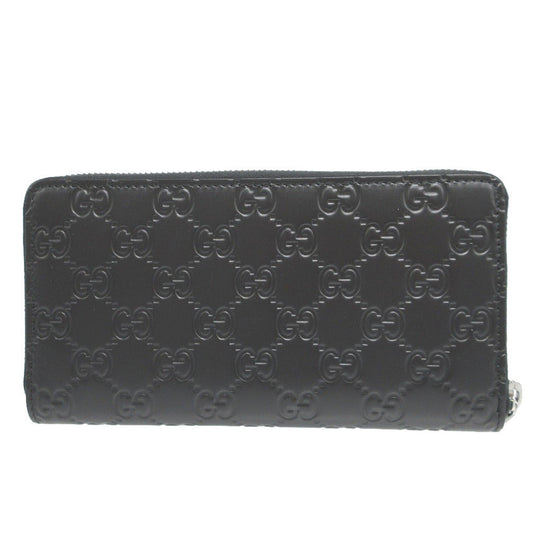 GUCCI Long Wallet Purse 307987 leather black Zip Around Guccisima unisex(Unisex) Used