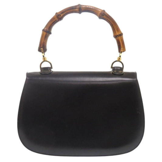 GUCCI Handbag leather black Bamboo Turnlock Vintage