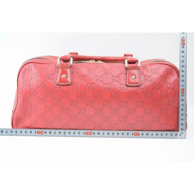 Gucci Joy Boston Bag Padlock Limited Edition Red Large G Logo Embossed Leather With Red Enamel