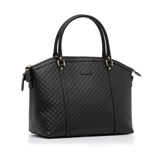 Gucci Dome Large Black Microguccisima Embossed Leather