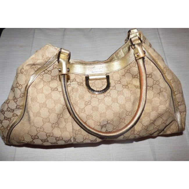 Gucci Abbey Guccissima Print D Ring Brown Leather Shoulder Bag