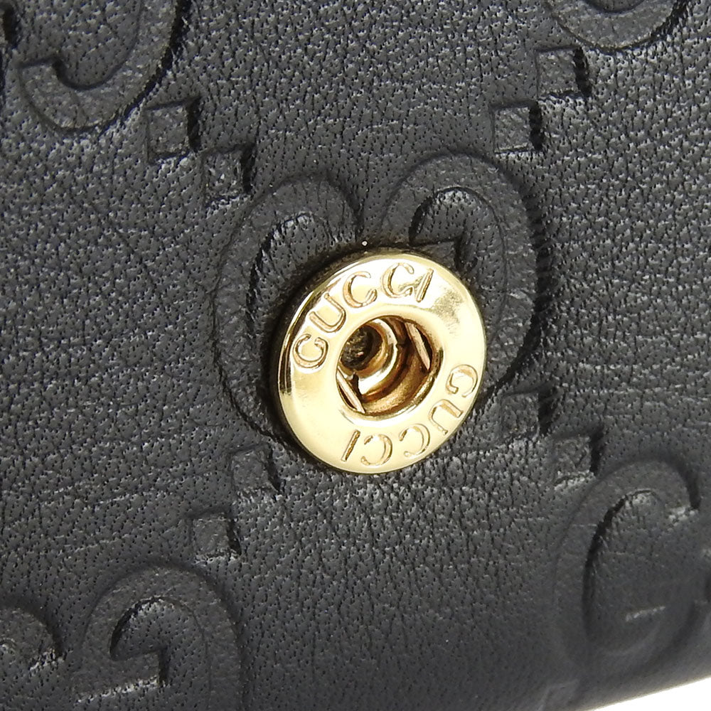 GUCCI Long Wallet Purse 244946 Sima leather black Guccisima Women Used