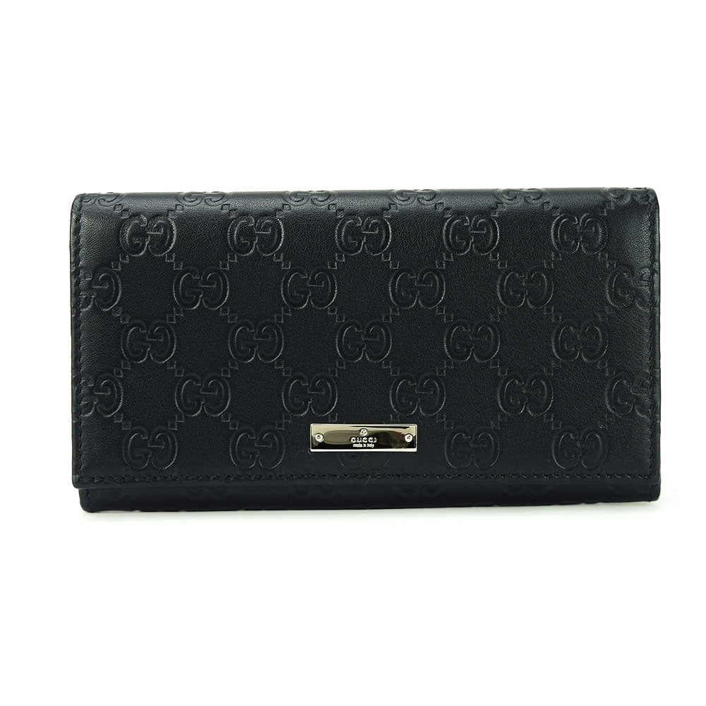 GUCCI Long Wallet Purse 244946 Sima leather black Guccisima Women Used