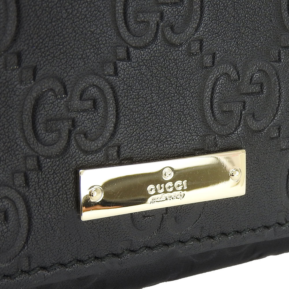 GUCCI Long Wallet Purse 244946 Sima leather black Guccisima Women Used