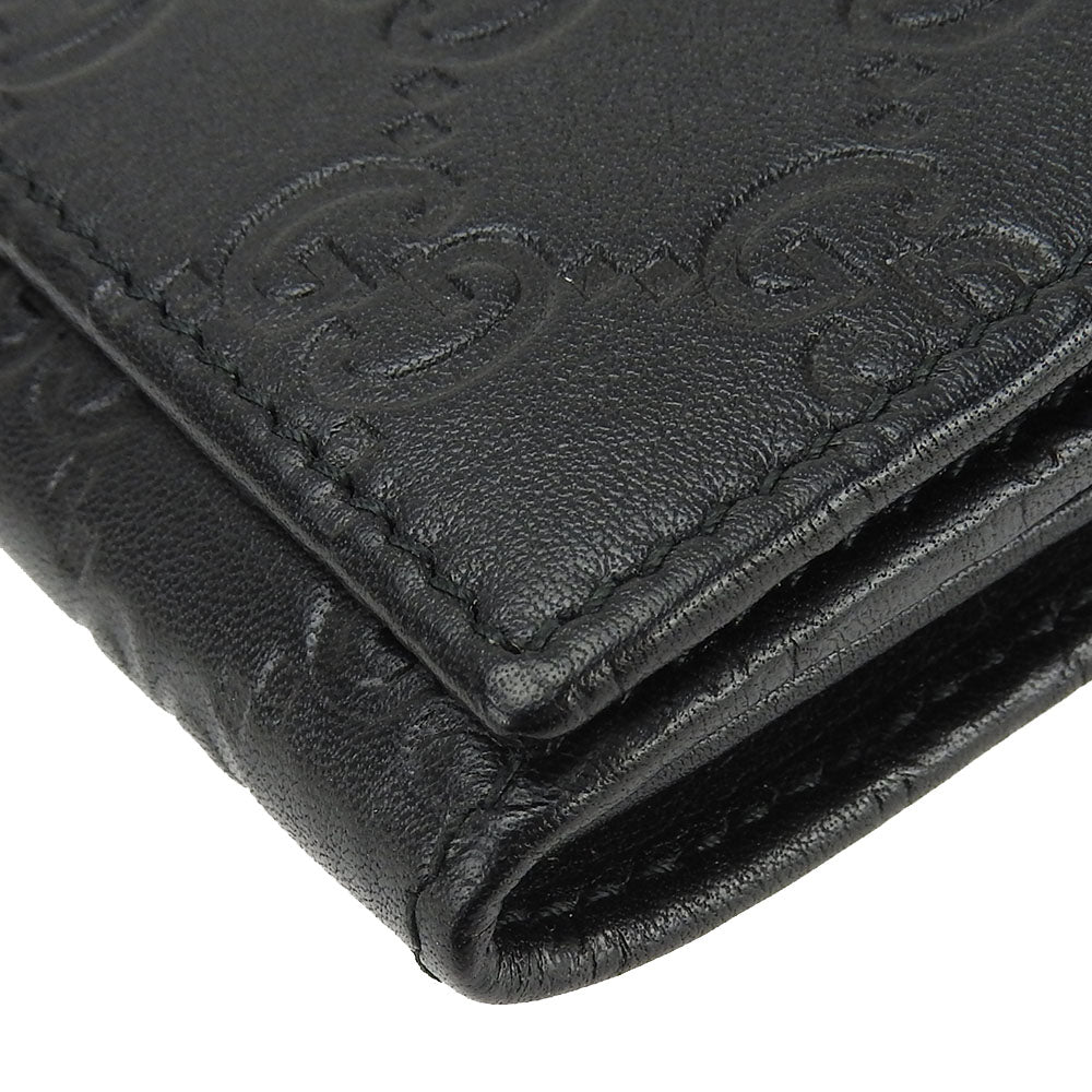 GUCCI Long Wallet Purse 244946 Sima leather black Guccisima Women Used