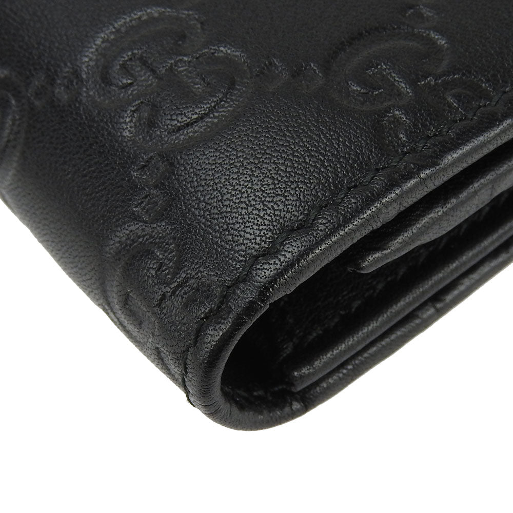 GUCCI Long Wallet Purse 244946 Sima leather black Guccisima Women Used