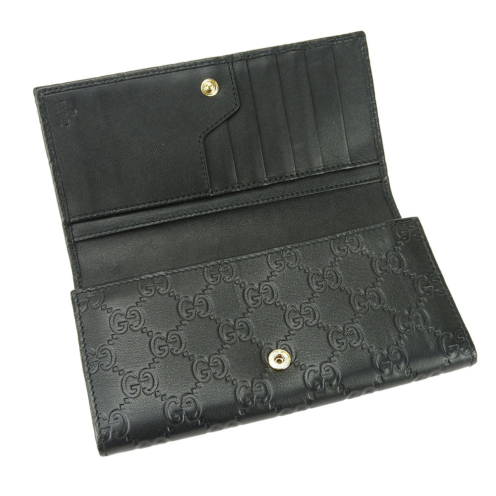 GUCCI Long Wallet Purse 244946 Sima leather black Guccisima Women Used
