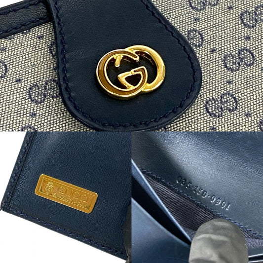 GUCCI Bifold Wallet leather Navy
