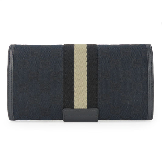 GUCCI Long Wallet Purse 035.0416.2180 GG canvas black Web line unisex(Unisex) Used