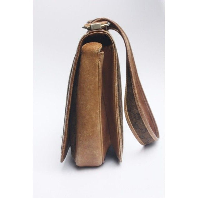 Gucci Gg Supreme Shoulder Bag W Guccissima Print Canvasleather Saddle Redgreen Sherry Stripe Brown L