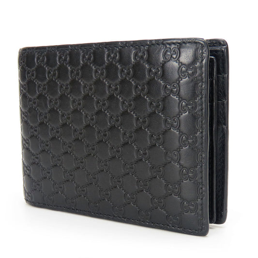 GUCCI Bifold Wallet 333042 Sima leather black Micro GG mens Used