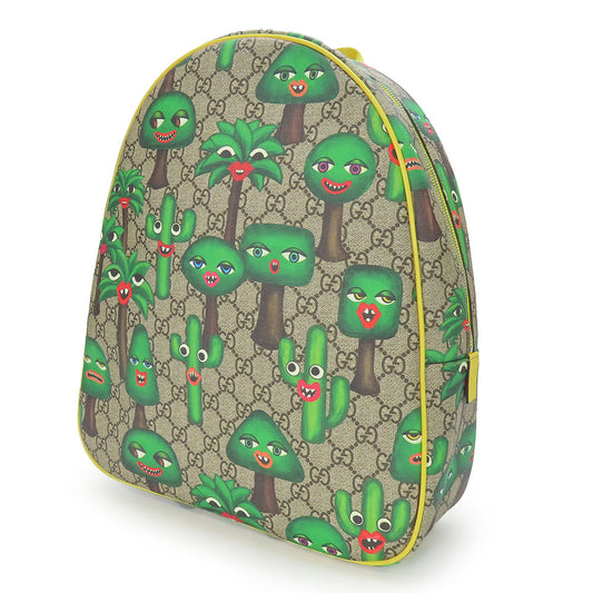 GUCCI Backpack 433578 GG Supreme canvas, leather beige Smiling Plant Chilled license Women Used