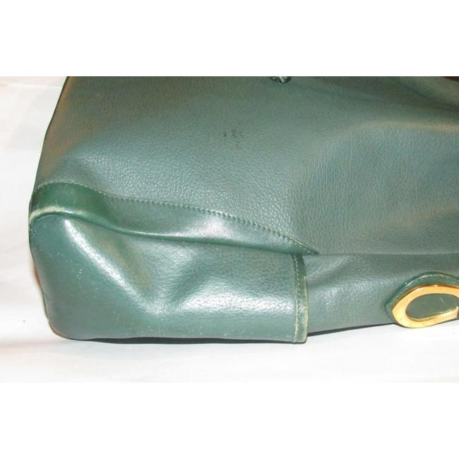 Gucci Horsebit Bucket Bag Xl Drawstring Accents Green W Gold Horseshoes Leather Satchel