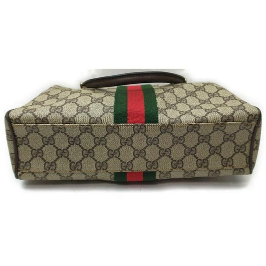Gucci Boston Bag Guccissima Print And Brown W Red Green Leather Coated Canvas Satchel
