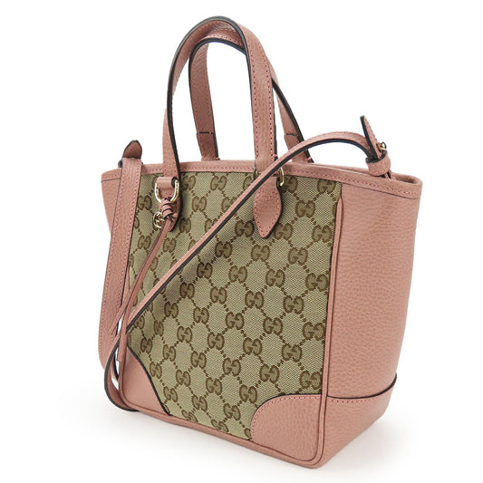 GUCCI Handbag 449241 Leather, GG canvas pink Women Used