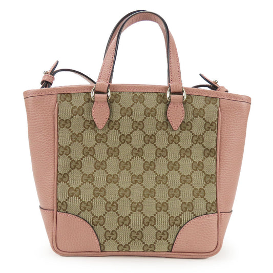GUCCI Handbag 449241 Leather, GG canvas pink Women Used