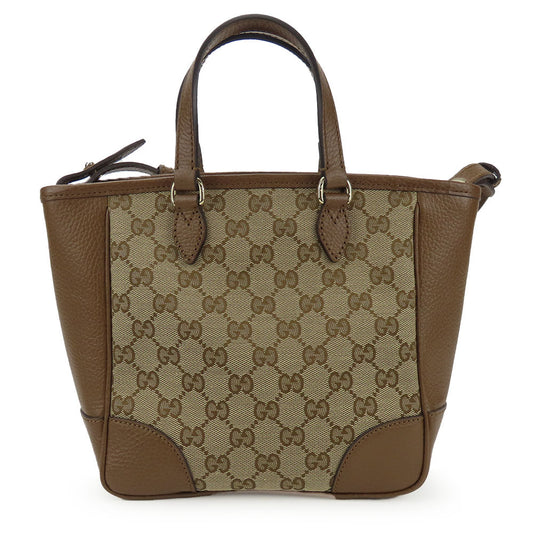 GUCCI Handbag 449241 Leather, GG canvas Brown Women Used