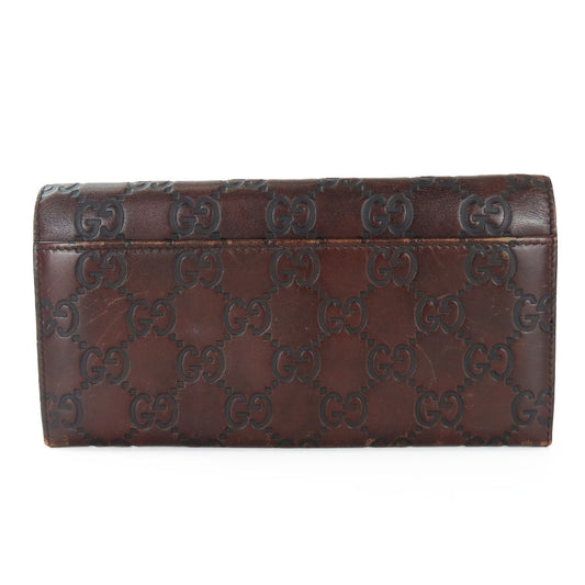 GUCCI Bifold Wallet 146229 Sima leather Dark brown Women Used