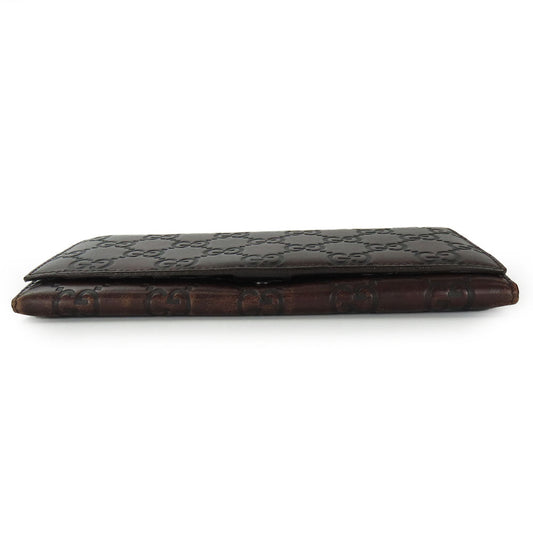 GUCCI Bifold Wallet 146229 Sima leather Dark brown Women Used